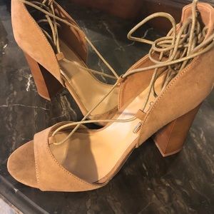 Light brown suede heels